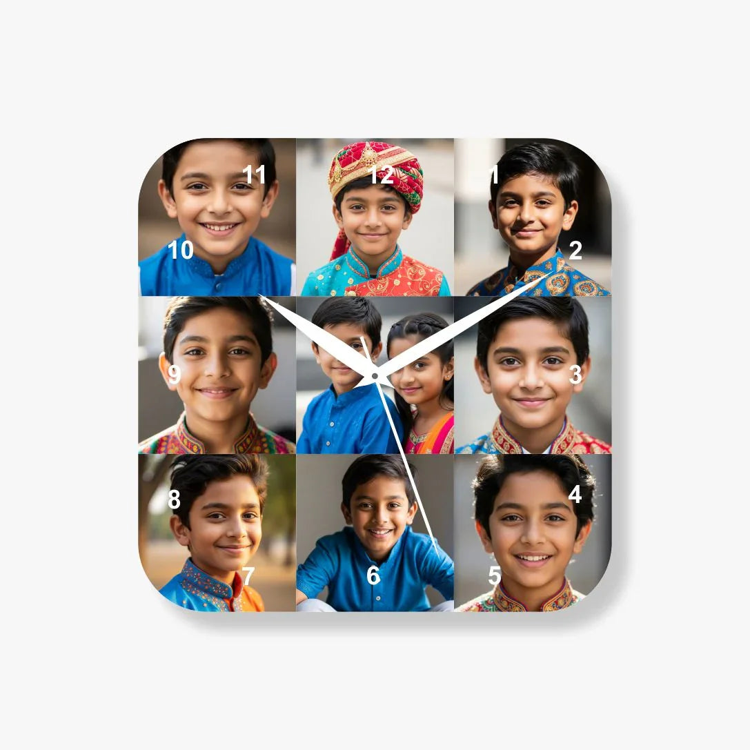 9 Photo Round Square Wall Clock
