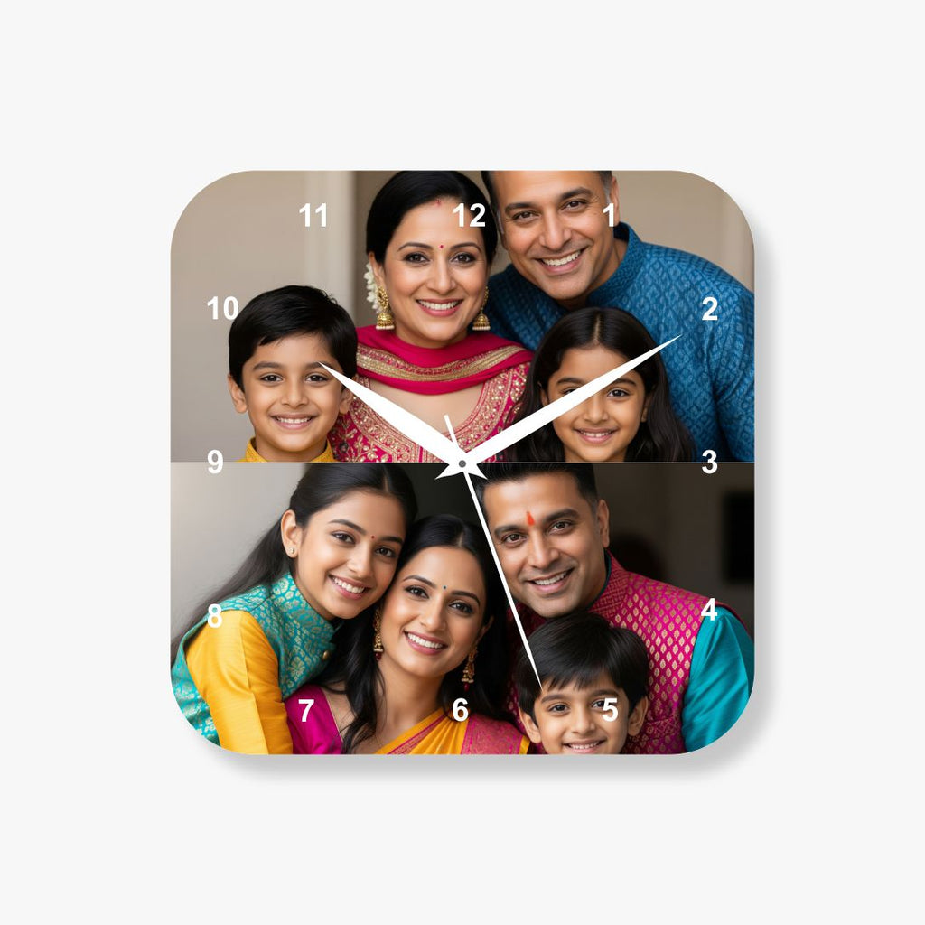 2 Photo Vertical Round Square Wall Clock