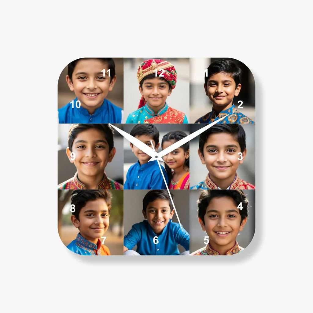 9 Photo Round Square Wall Clock